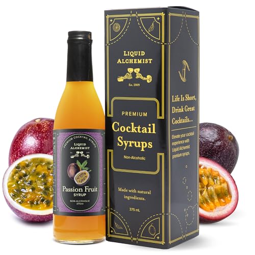 Image of Liquid Alchemist Passion Fruit Syrup for Cocktails - Real Ingredients Make our Passion Fruit Syrup for Drinks the Perfect Margarita Mix | Small Batch Non-GMO Vegan Drink Mixer | 12.7 Oz, Pack of 1