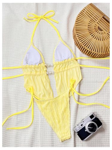 Image of RoseSeek Women's 2 Piece Boho Polka Dots Beaded Bikini Sets Sexy Swimsuits