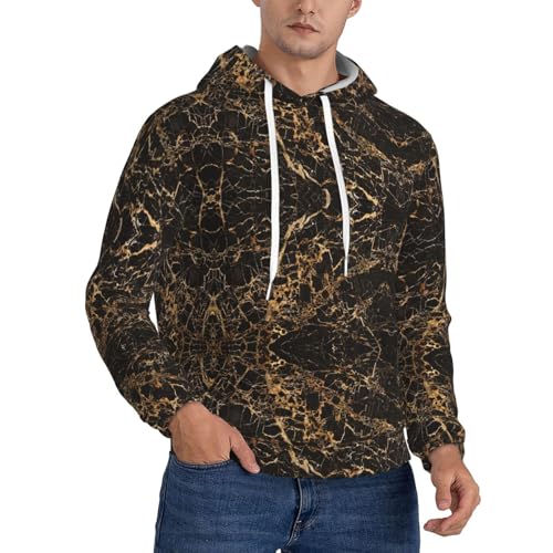Sweat à capuche imprimé marbre pull de sport décontracté avec poche kangourou