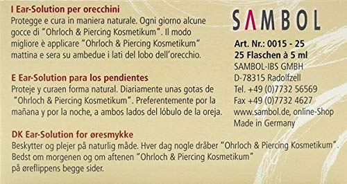 Ohrloch und Piercing Kosmetikum Antiseptikum Reinigung und Pflege mit Arnika Kamile Panthenol After Piercing Lotion 5ml Flasche
