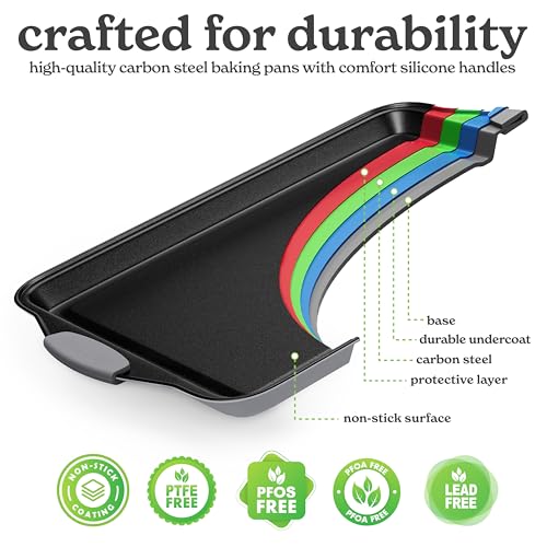 image for Country Kitchen Nonstick Stackable Bakeware Set - Heavy Duty, Durable,
