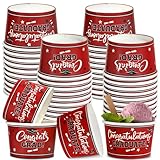 50Pcs Graduation Party Snack Bowls, 8 oz Disposable Ice Cream Soup Bowls for Graduation Camping BBQ Picnic Hot Cold Food, Graduation Party Snack Dessert Treat Bowls Cups Supplies (Maroon Black)