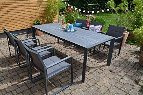bomey Essgruppe HPL Garnitur Elba I Gartenmöbel-Set 7-Teilig I Essgarnitur aus HPL Gartentisch Alu & 6 x Gartenstuhl Alu… – Bild 3