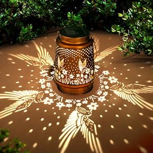 Kolibri Solar Laterne mit Boden-Muster, Vogel Schattenspiel, 27cm | Geschenk-Garten