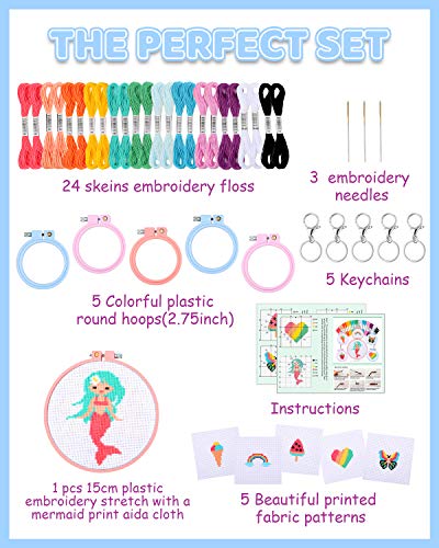 Pllieay E-001S 6 Pcs Cross Stitch Kits For Beginners For Kids 7-13 thumb #1