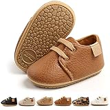 E-FAK Baby Boys Girls Shoes Leather Lace Up Infant Sneakers Rubber Sole Moccasins Oxford Loafers Tod