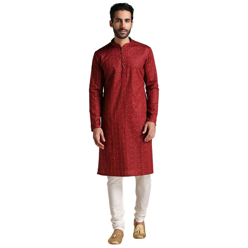 manyavar Men's Cotton Printed Ethnic Kurta (1pc)-picture-12