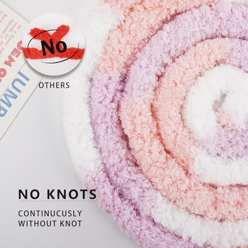 Chunky Yarn for Hand Knitting, Chunky Chenille Blanket Yarn for Crocheting, Bulky Soft Fluffy Chenille for Blanket Project, 8 Pack of 8oz/25yds, White&Pink