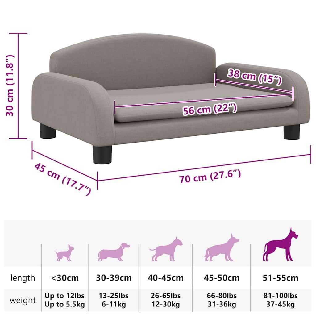 Letto per Cane Cesto Divano Confortevole, 70 x 45 x 30 cm, Tessuto Tortora 02_0043205
