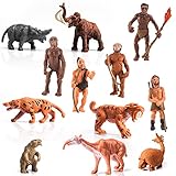 Realistic Prehistoric Life Scene Toy Figures Evolution Primitive Human and Primitive Animal Toy...