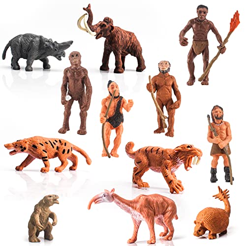 Bolonme Realistic Prehistoric Life Scene Toy Figures Evolution Primitive Human and Primitive Animal Toy Figure for Kids 3 4 5 6 Years Old Boys and Girls 11 PCS Bolonme Realistic Prehistoric Life Scene Toy Figures Evolution Primitive Human and Primitive Animal Toy Figure for Kids 3 4 5 6 Years Old Boys and Girls 11 PCS