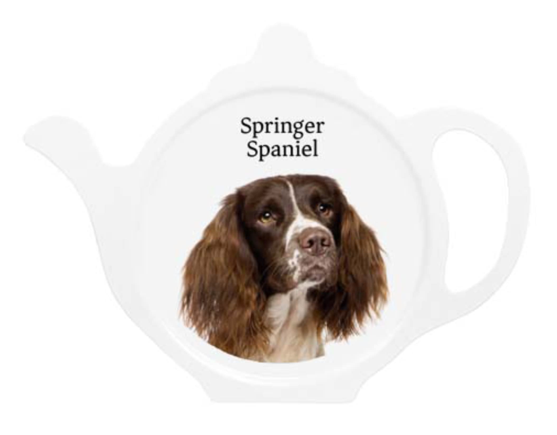 Car-Pets Ltd White Springer Spaniel Dog Teabag Tidy Rest For Teaspoons And Used Tea Bags Width: 12.5Cm Height: 9.5Cm Depth: 0.5Cm