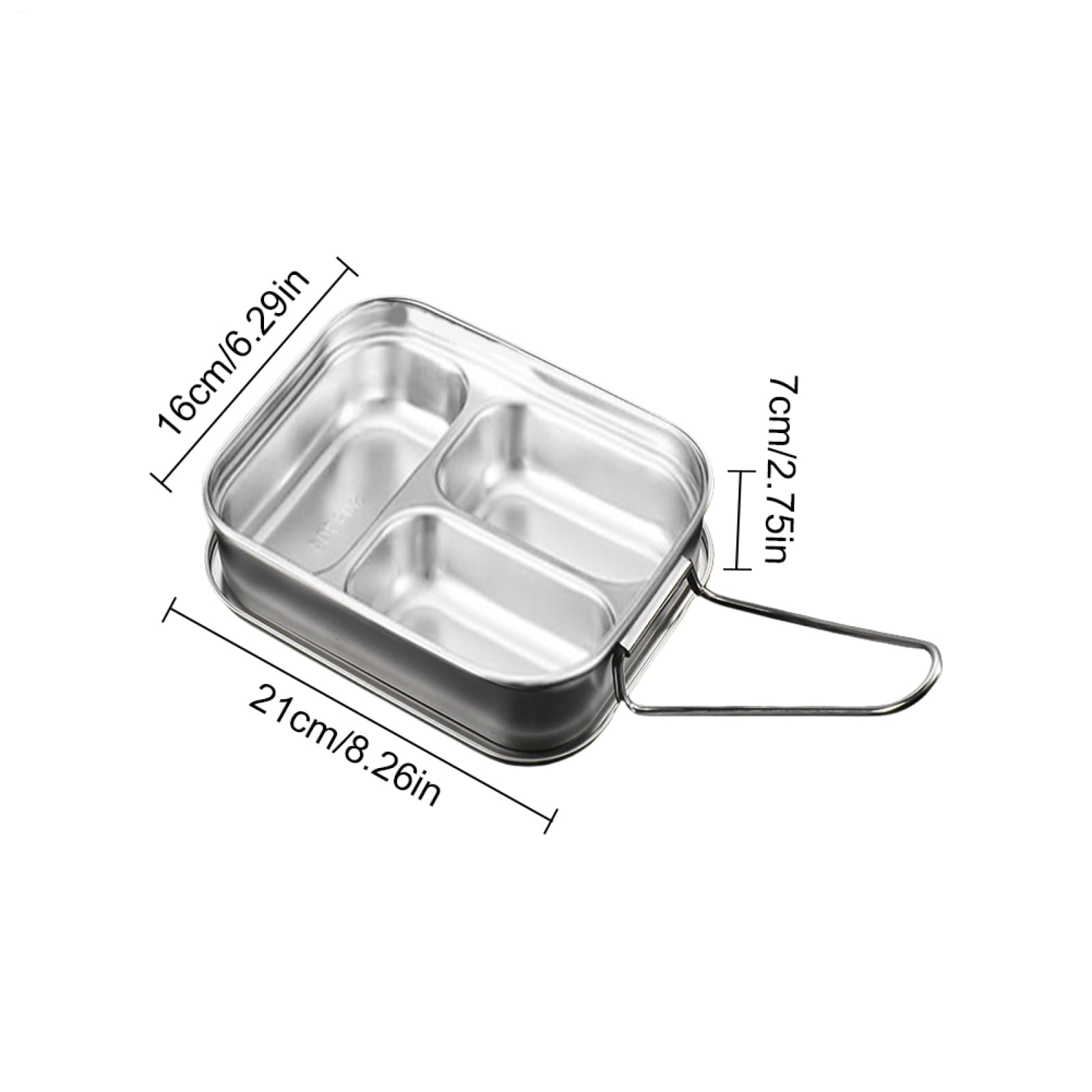 Generisch para niños de acero inoxidable – de metal de doble capa con 3 | compartimentos, asa plegable, tapa a prueba de fugas, de almacenamiento de alimentos