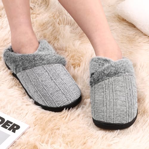 Image of Slippers for Women Fuzzy House Slip on Indoor Outdoor Bedroom Home Shoes