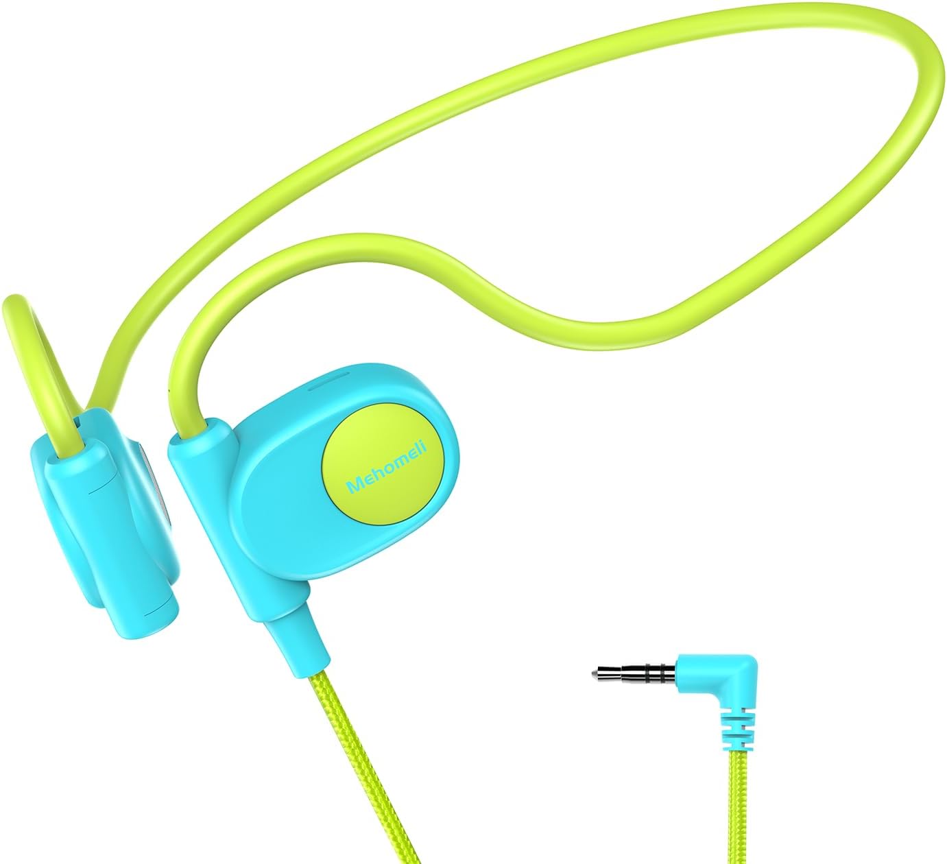 Kid Headphones for School, Air Conduction Open Ear Headphones, 3.5mm Jack Wired Cord, Ultra-Comfort, Ergonomic and Lightweight Design Perfect for School and Outdoor Activities-Blue Green Blue, Green