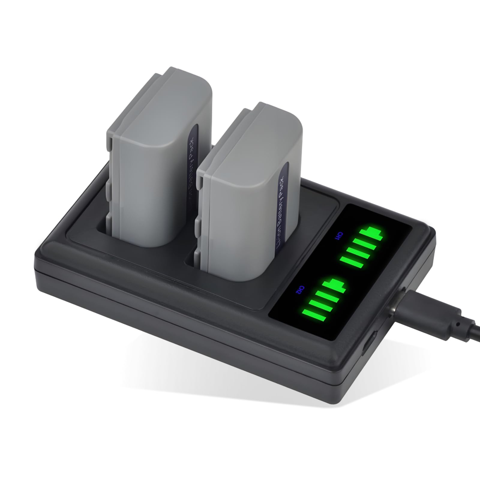Pickle Power NP-FP50 Battery and LED Display Dual USB Charger for Sony NP-FP30 NP FP50 NP-FP60 NP-FP70 NP-FP71 NP-FP91 Series Battery and Sony DCR-DVD103 DVD105 DVD202E DVD203 DVD205 DVD305 DVD92