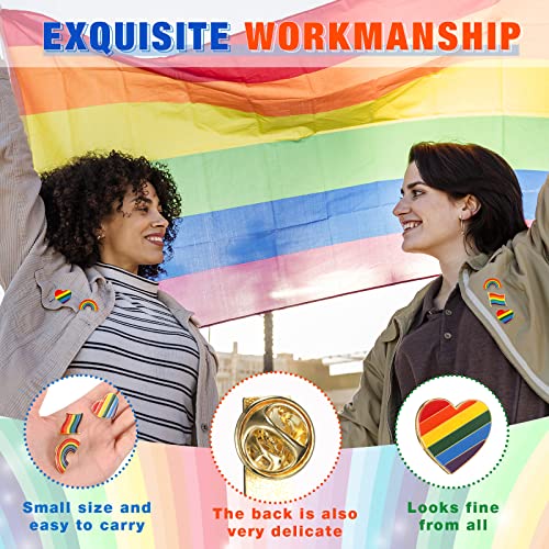Image of MTLEE 48 Pieces Gay Pride Pins Rainbow Lapel Pins Bulk Handmade Brooch Lgbt Accessories for Men Women Clothes Bag