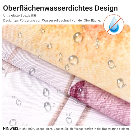 Lerores Shower Curtain, 100 x 180 cm, Flower Plant Weighted Hem, Anti-Mould Textile, Water-Repellent - Image 2
