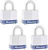 Master Lock 3QLD Laminated Steel Outdoor Padlocks with Key, 4 Pack Keyed-Alike