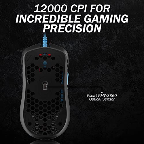 Souris de jeu nid d'abeille 12000 ppp avec 6 boutons programmables Mira S