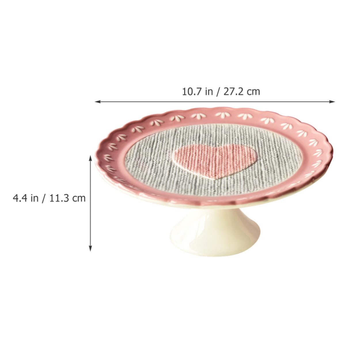 UKCOCO Piatto Torta in Ceramica Rosa a Cuore per Dessert e Tavola