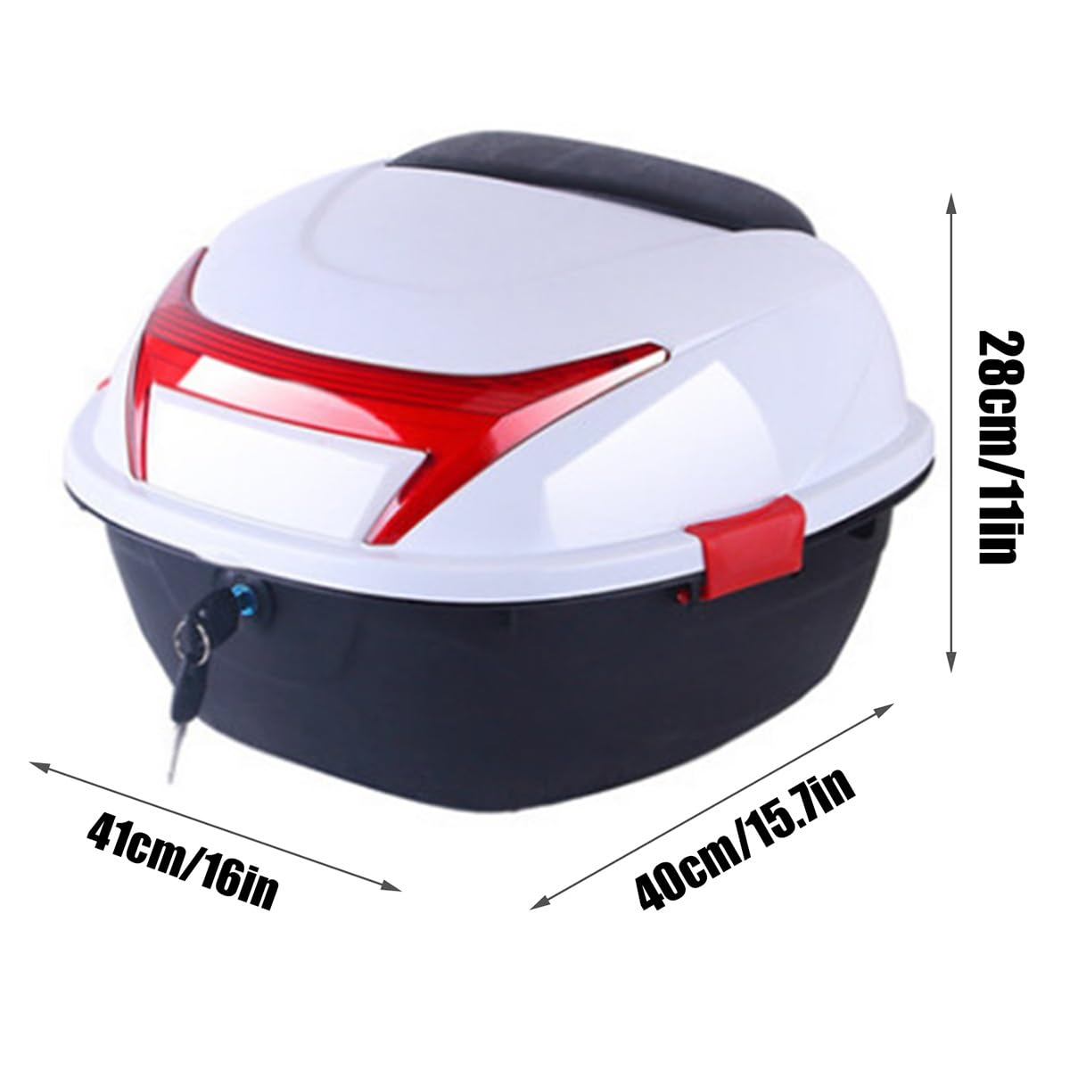 JEDAL Baúl para Motocicleta Caja para Equipaje de Casco Maleta Moto con Respaldo y Montaje Accesorios Baúl de Moto Impermeable 35L (Color : White)