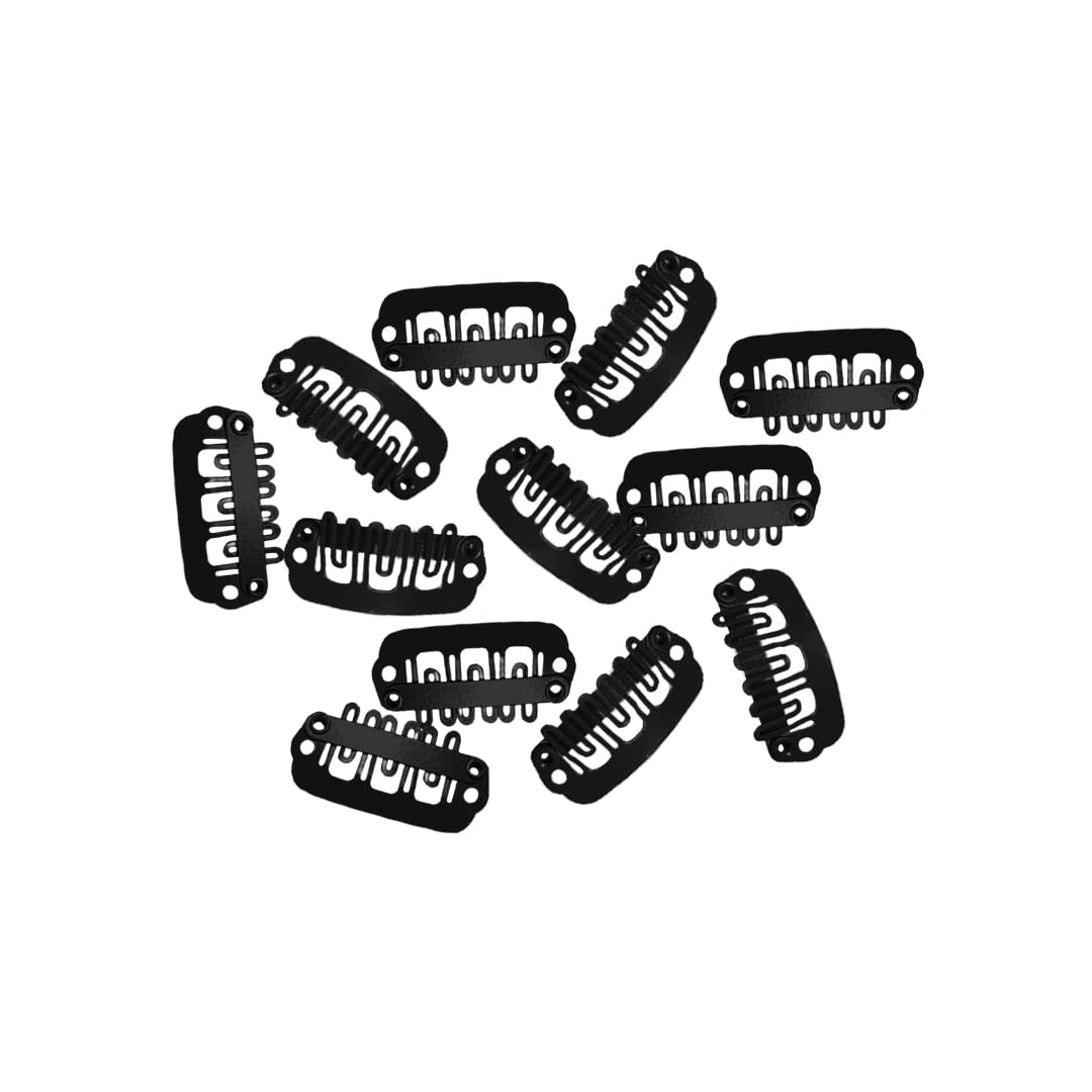 AHS Hair Extension Clips 2cm – Metal Snap Wig Clips with Silicone Backing for Hair Extensions, Hair Patch & Wigs – Small Sewing Clips for Women & Men (12, Black)-picture-14