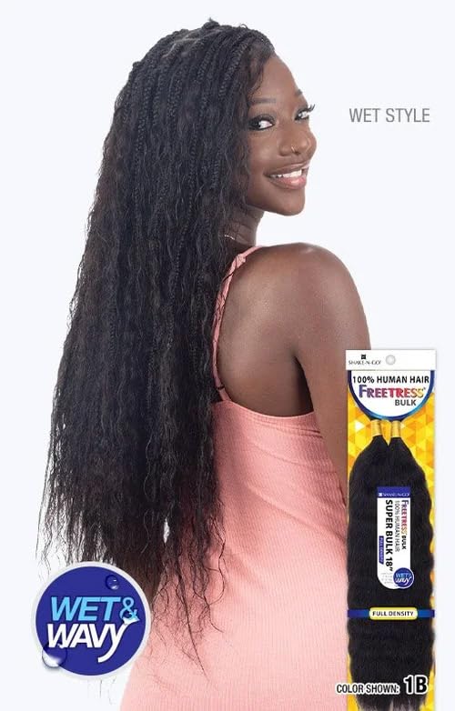 Shake-N-Go Human Hair Braids Wet N Wavy Super Bulk 18" (Color: 130)