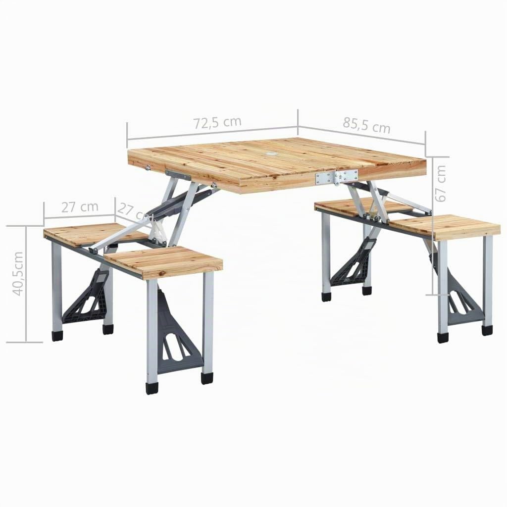 vidaXL Table Pliable de Camping avec 4 sièges Acier Aluminium