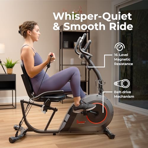 Sunny Health & Fitness Smart Recumbent Bike with Resistance Bands - image 7