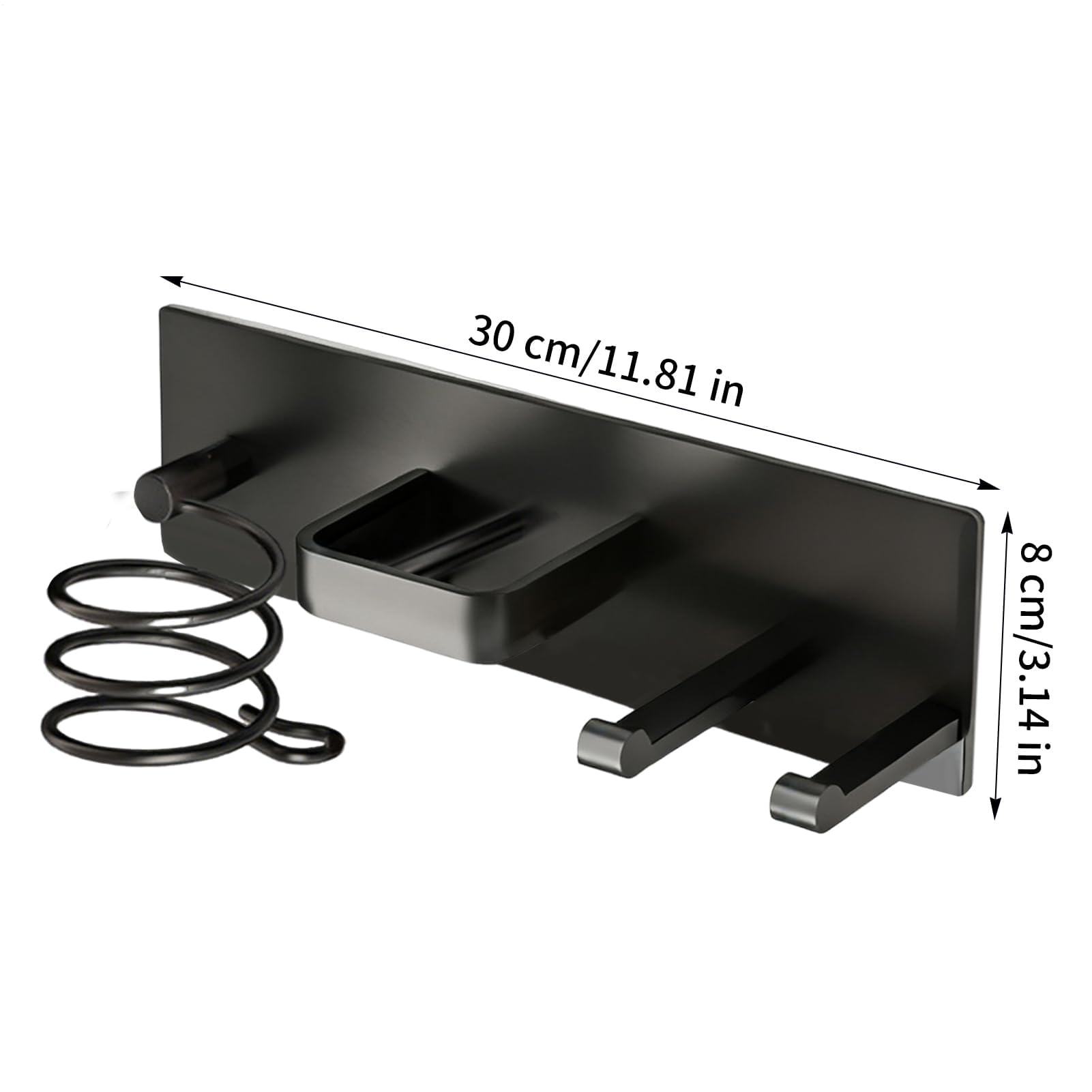 Soporte de pared para secador de pelo, organizador de almacenamiento de herramientas para el cabello, montado en la pared, soporte para secador de pelo, para baño, armario, hogar, universidad