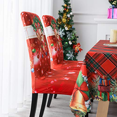 Ilivex Dining Room Chair Covers Slipcovers Set Of 6 - Spandex Super Fit Stretch Removable Washable Kitchen Parsons Chair Covers Protector For Dining Room - Christmas Xmas #TOP1