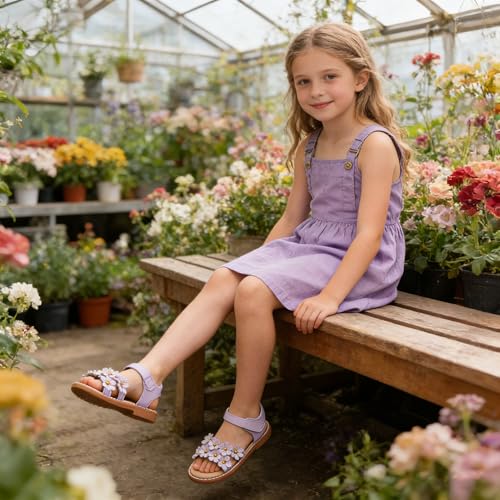 Image of Flaryzone Girls Sandals Open Toe Summer Flats Dress Sandals Shoes Toddler /Little Kid