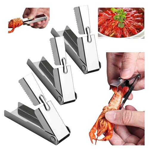 Herramienta peladora de cangrejos de río de acero inoxidable, removedor de cáscaras sin esfuerzo para camarones y langostas, utensilio de cocina inoxidable con agarre cómodo, ideal para amantes de los
