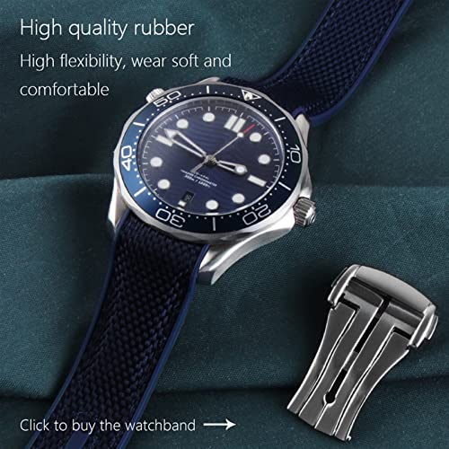 Correa de reloj de lujo en cuero y goma para Omega Seamaster con elegante cierre desplegable 4