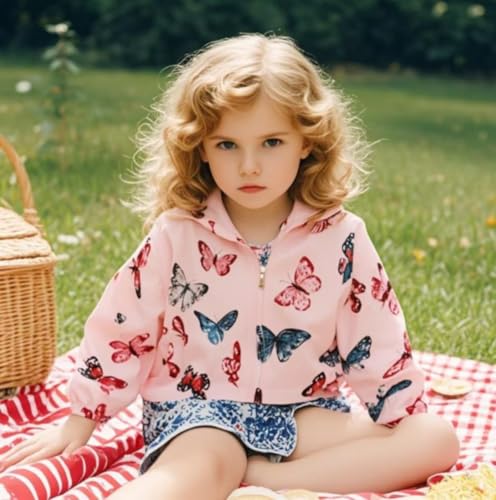 TUIJI Toddler Boys Girls Cartoon Print Zip Jacket Hooded Trench Lightweight Kids Coats Windbreaker Outdoor Cute Dust Coats3