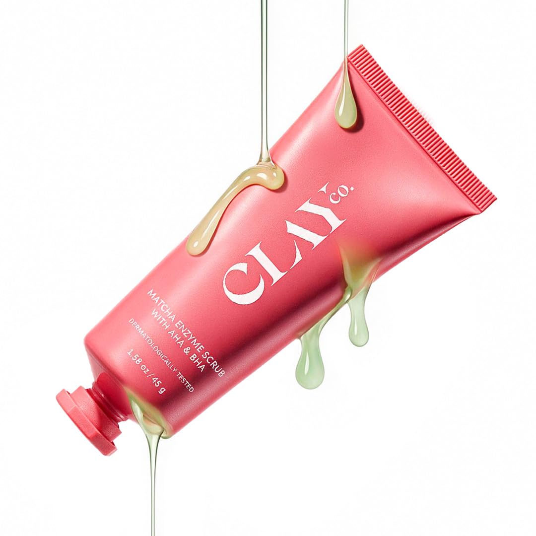 CLAYCO Matcha Enzyme Scrub with AHA & BHA | Gentle Exfoliating Green Tea Scrub for Dead Skin Removal, Blackheads & Pore Cleansing (45g)-picture-53