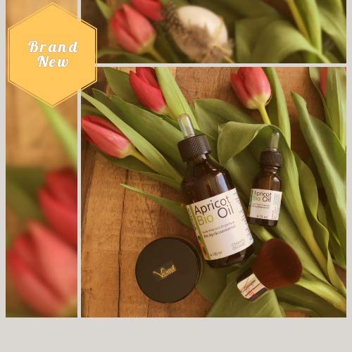 Mineral Make Up 9 g + Premium Bio olej z pestek moreli 100 ml, certyfikat DE-Öko + Kabuki 20 odcieni kolorystycznych, do skóry normalnej/suchej, Nuance Suede