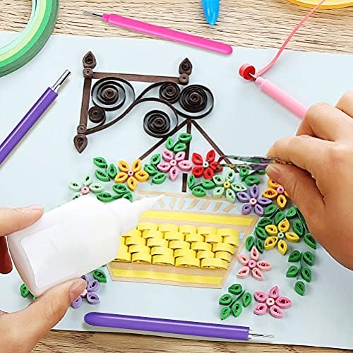 12 PCS Paper Quilling Tools, Handmade Rolling Curling Paper Quilling Kits Slotted Needle Pen Set Quilling Needle Pen Multi-Functional for Art Craft DIY