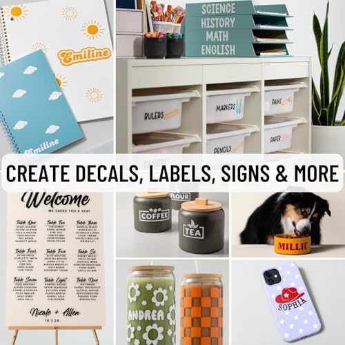 Image of Cricut Joy Xtra Cutting Machine and Smart Vinyl Bundle for Labels, Decals & Custom Projects - Includes Rainbow Permanent Vinyl, Transfer Tape, Tools & Design Guides
