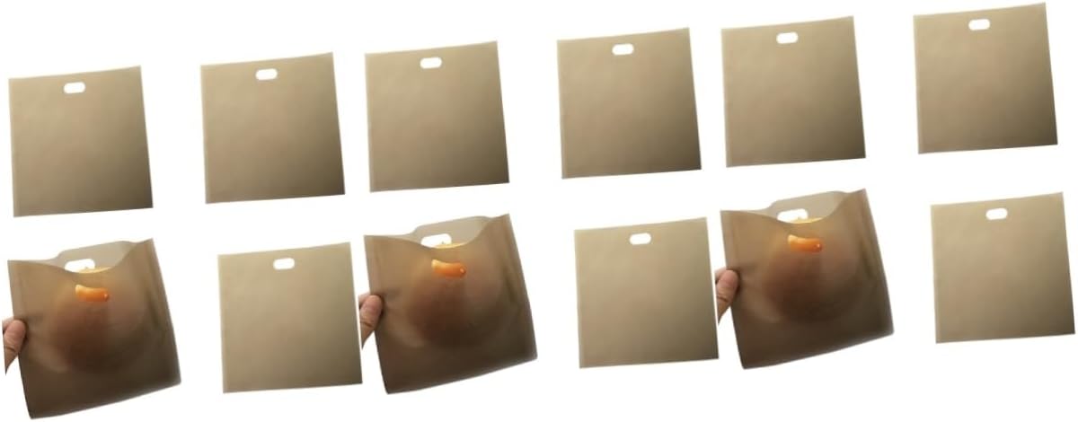 ORFOFE 12pcs Reusable Bread Bags Sandwiches Pizza Slices Toaster Bags Non Stick Dishwasher Safe