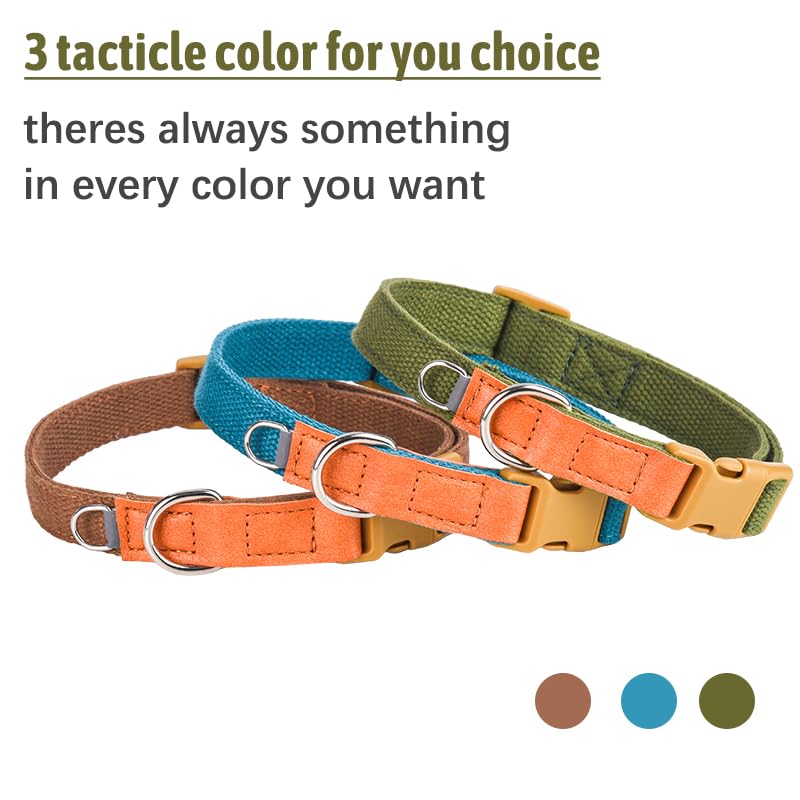 Collar para perro ajustable de poli algodón con acentos en cuero marrón M miniatura 7