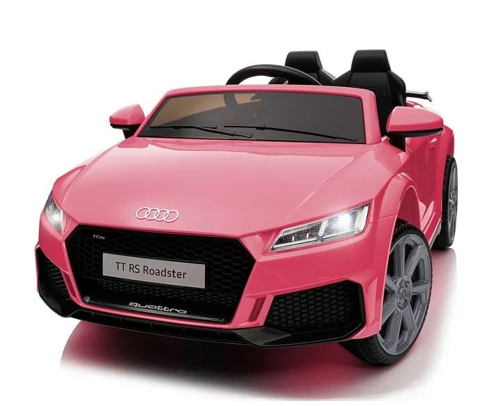 FINOOS Coche eléctrico Niños A.U.D.I. TTRS, con mando a distancia de 2,4 GHz, Batería: 12V4,5AH, 2 x motor de 30 vatios (rosa)