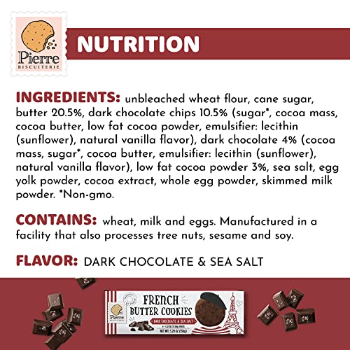 Pierre Biscuiterie French Butter Cookies, Dark Chocolate & Sea Salt (5.29 Oz) And Salted Caramel (5.29 Oz) Bundle #TOP6