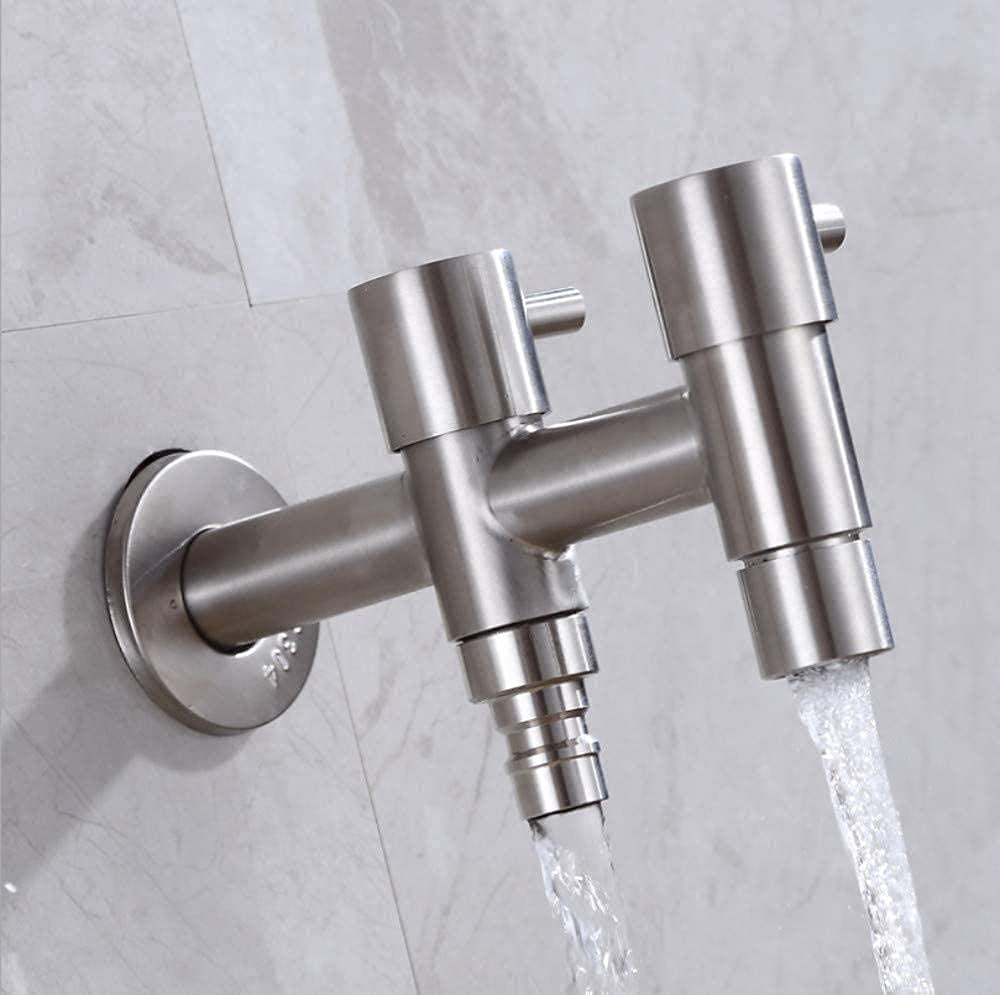 Rubinetto per acqua fredda a parete in acciaio inossidabile 304 spazzolato Piscine da giardino Due funzioni Rubinetto per lavatrice Rubinetto per lavabo Rubinetto per lavabo decorate