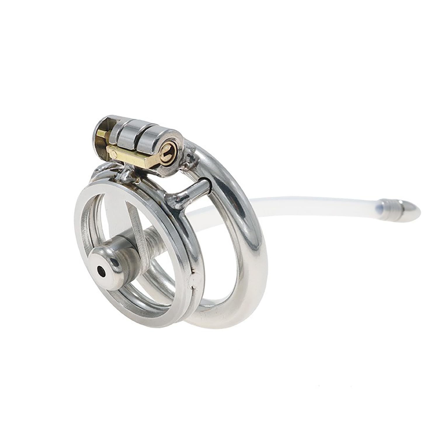 1 Palabra Plana de Acero Inoxidable Baloncesto Deportes Jaula Protectora con Anillo y cinturón y Silicona Tubo Hueco Trompeta Herramienta de Fitness,Silver/b/s