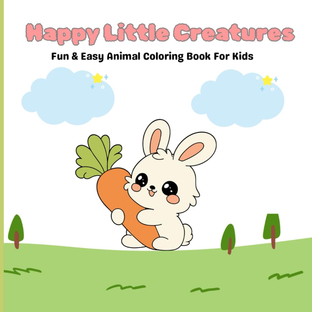 Happy Little Creatures: Fun & Easy Animal Coloring Book For Kids