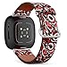 CJBROES Replacement Leather Watch Band, Compatible with Fitbit Versa 3 and Fitbit Sense of Wristband Bracelet Accessory - red Native North