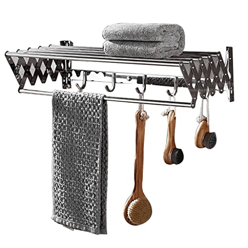 Séchoir à vêtements pliable mural et organisateur de rangement rétractable 90 cm