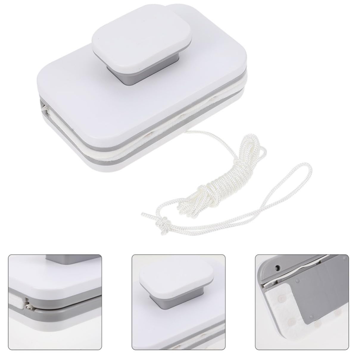 Limpiacristales Magnético Doble Cara con Paño Absorbente Accesorio para Ventanas de Hogar y Balcones Diseño Ergonómico y Cuerda de Seguridad para Limpieza Eficaz Cristales Altos